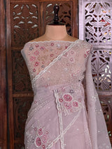 Nude lavender organza Designer saree- PBRCK1