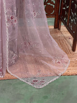 Nude lavender organza Designer saree- PBRCK1