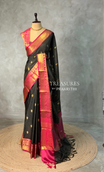 Black and Magenta semi Banarasi silk saree -MPS45A