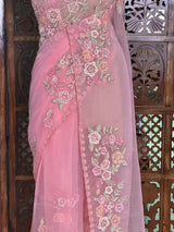 Pink Organza Designer saree- PBRCK4