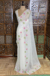 White crush georgette Designer saree- PBRCK5