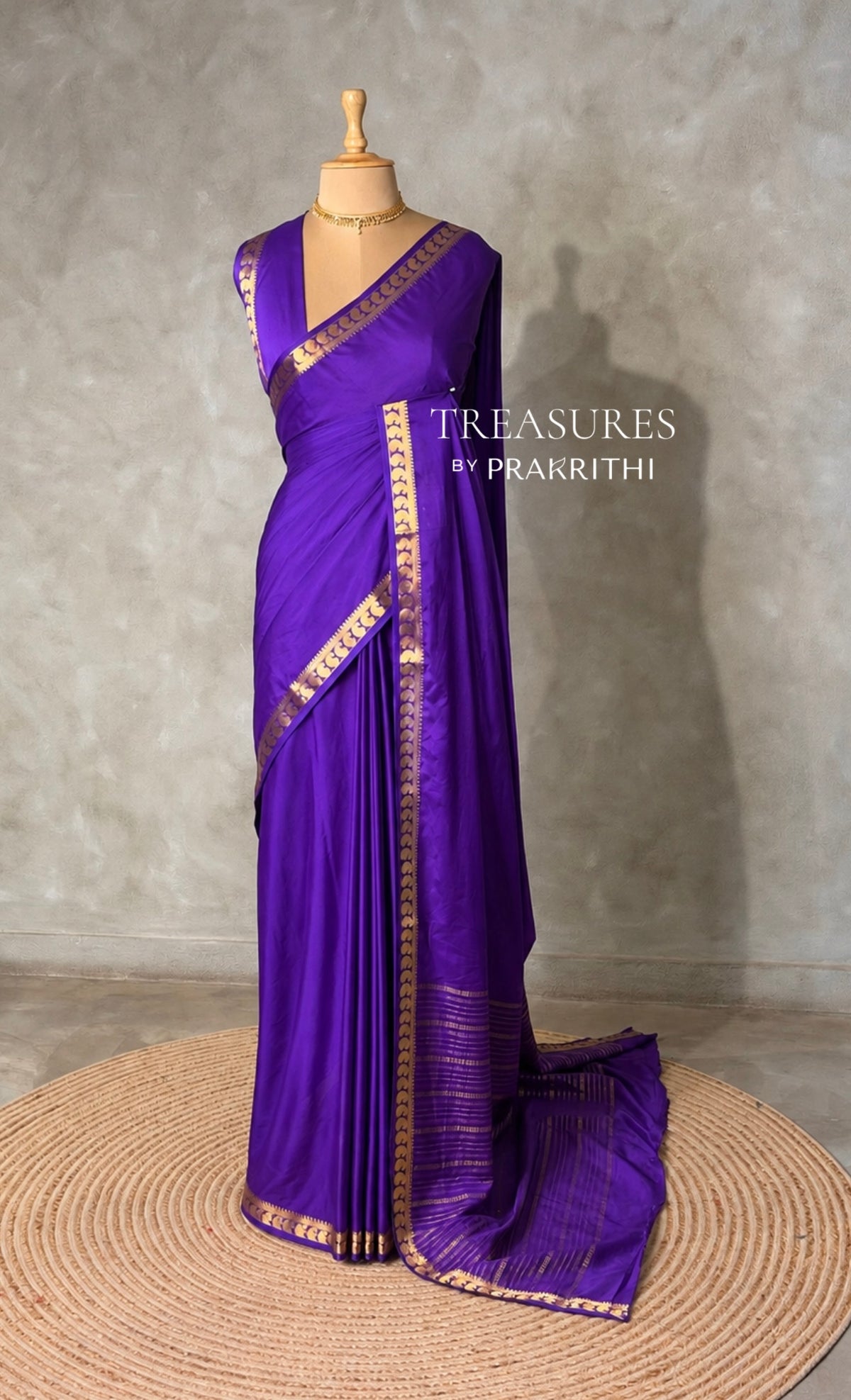 Violet Semi Mysore crepe Silk Saree - PBRMJ4