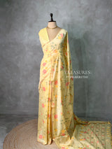 Yellow Chanderi silk cotton Jamdani woven saree- PBRJ35