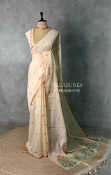 Sandal Chanderi silk cotton Jamdani woven saree- PBRJ19