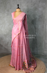 Pink Chanderi silk cotton Jamdani woven saree- PBRJ15