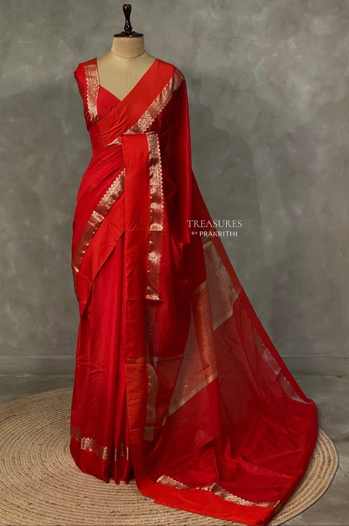 Red banarasi silk saree -PMR2B