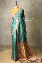Blue semi tusser saree- PBR45B