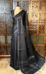 Black Tusser Silk saree- PBR63