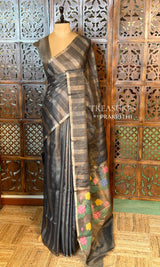 Black Jute Tissue saree- PBR61E