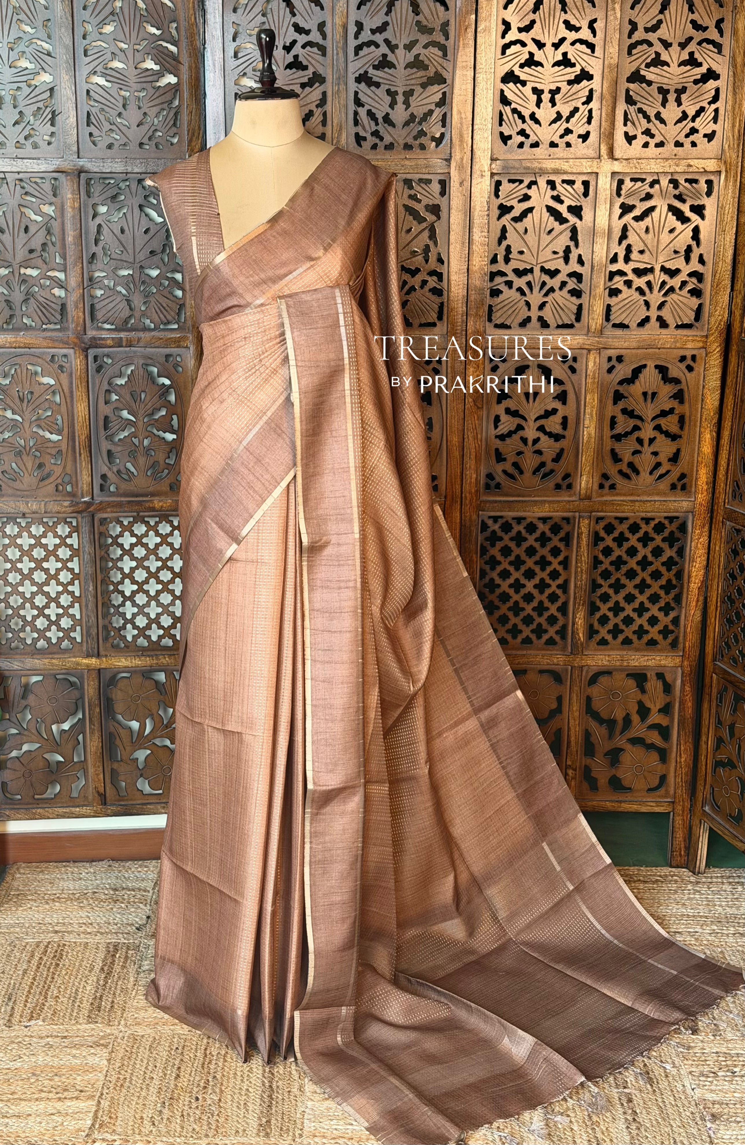 Chicku Shade Tusser Silk saree- PBR63D