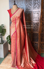 Deep Orange Katan Banarasi silk saree - RAZ3N