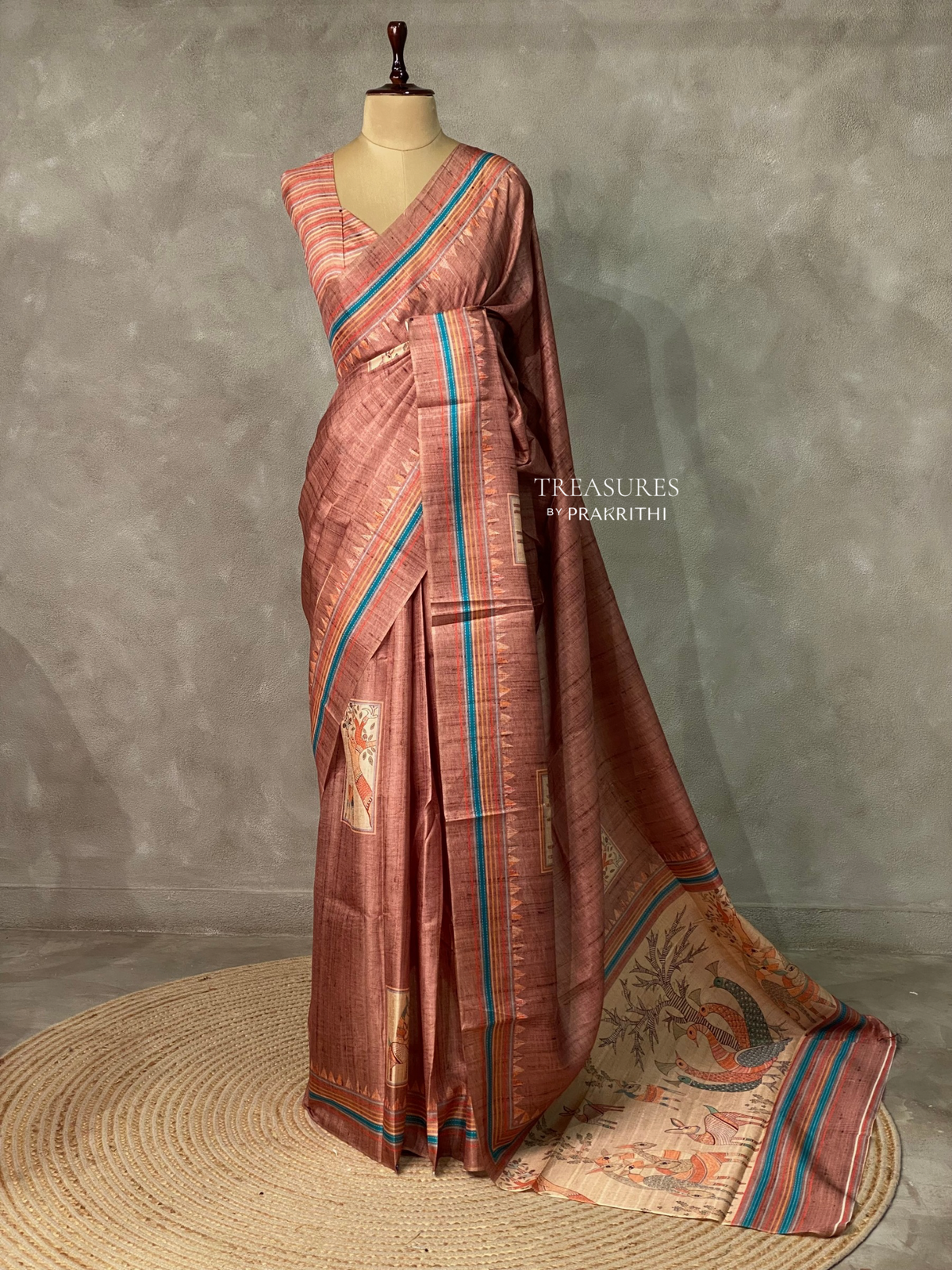 Chicku shade Semi tusser silk saree - KRUPT1