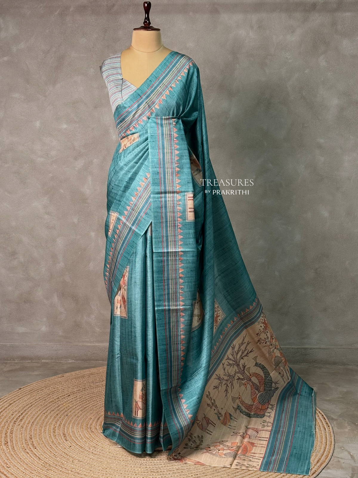 Blue Semi tusser silk saree - KRUPT2