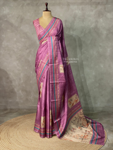 Onion pink Semi tusser silk saree - KRUPT4