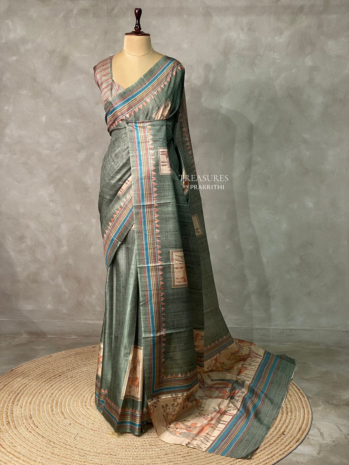moss green Semi tusser silk saree - KRUPT5