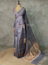Grey Semi tusser silk saree - KRUPT7