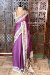 Purple Tusser Silk saree- PBR63K