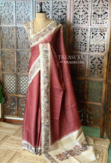 Maroon Tusser Silk saree- PBR63L