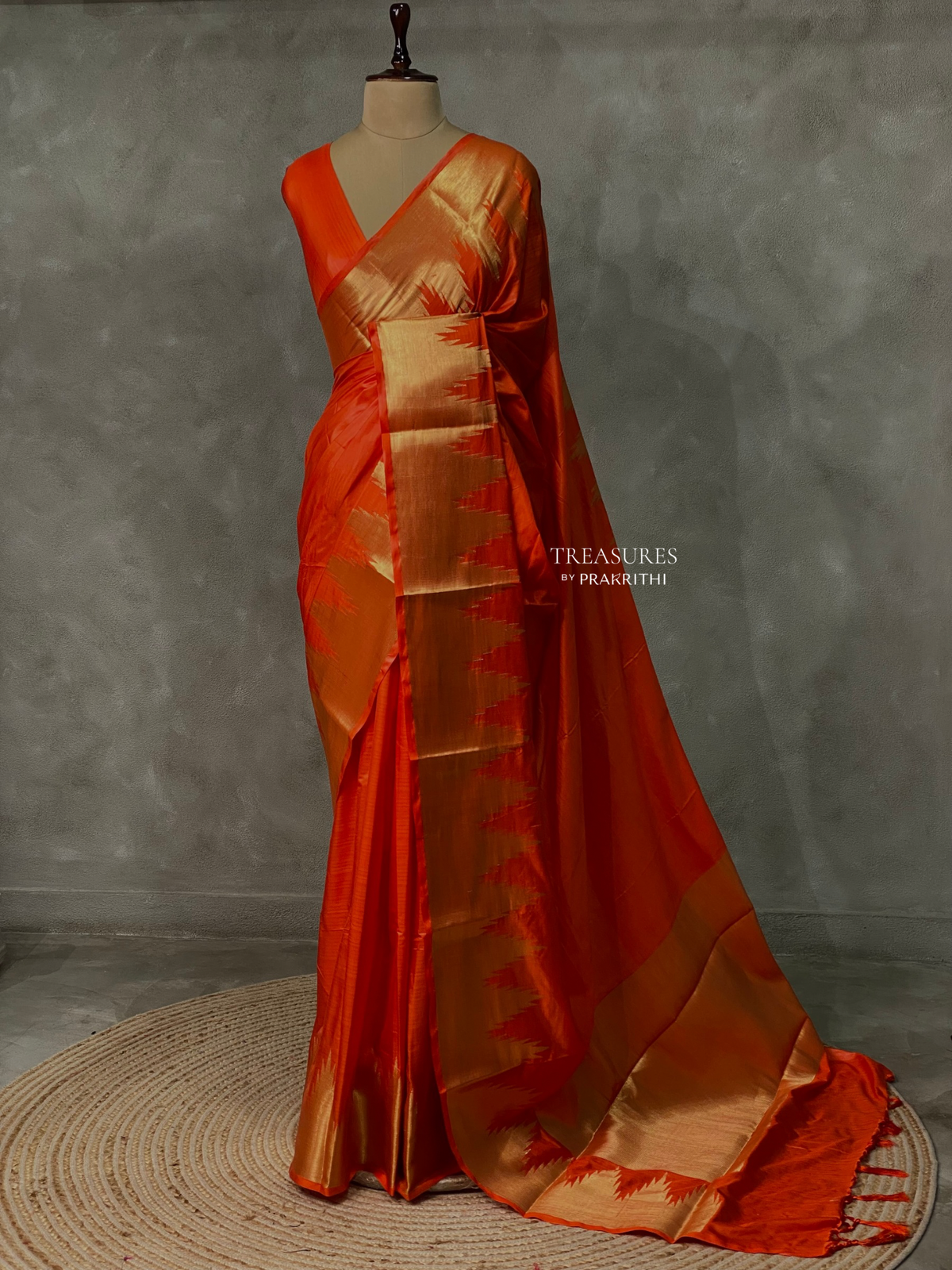Orange katan Banarasi silk saree- MPS23N5
