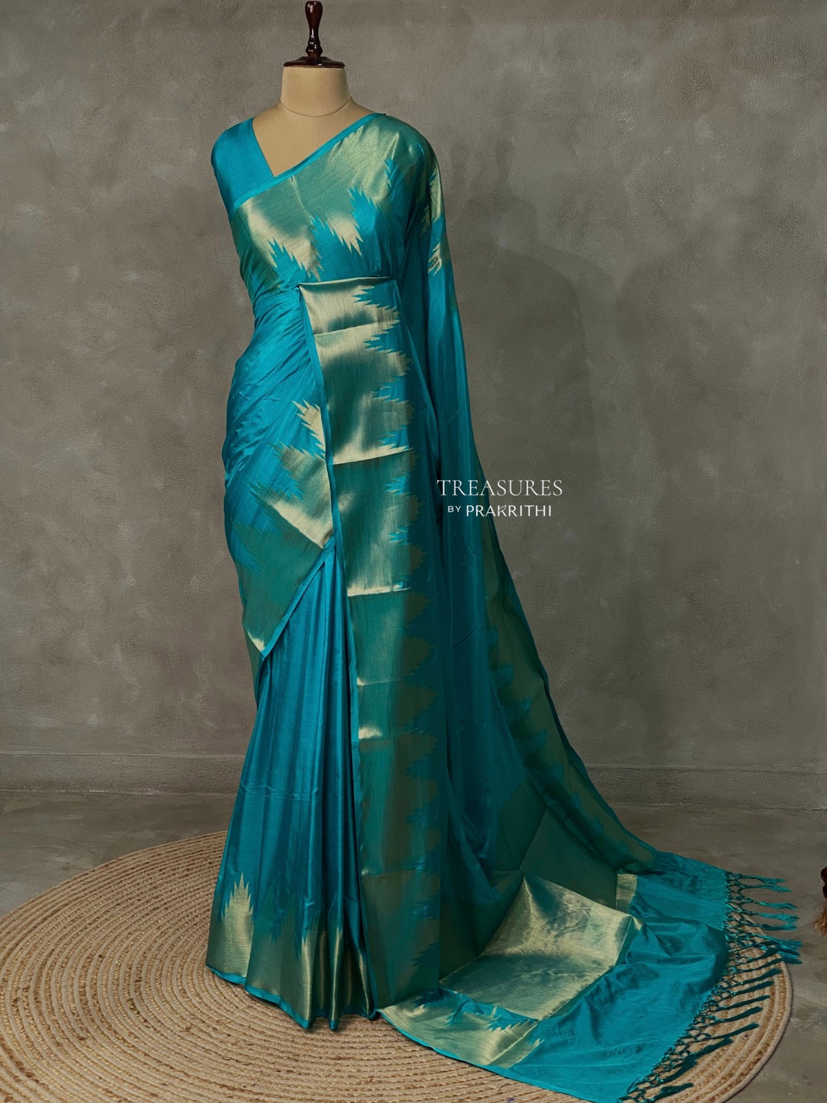Blue katan Banarasi silk saree- MPS23N2