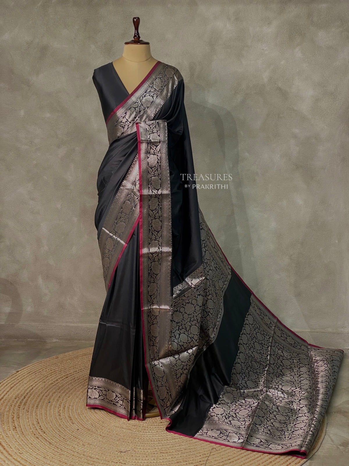 Black katan Banarasi silk saree- PIH38A
