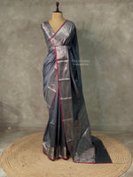 Grey katan Banarasi silk saree- PIH38B
