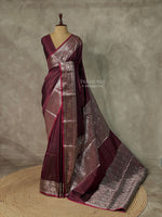Maroon katan Banarasi silk saree- PIH38D