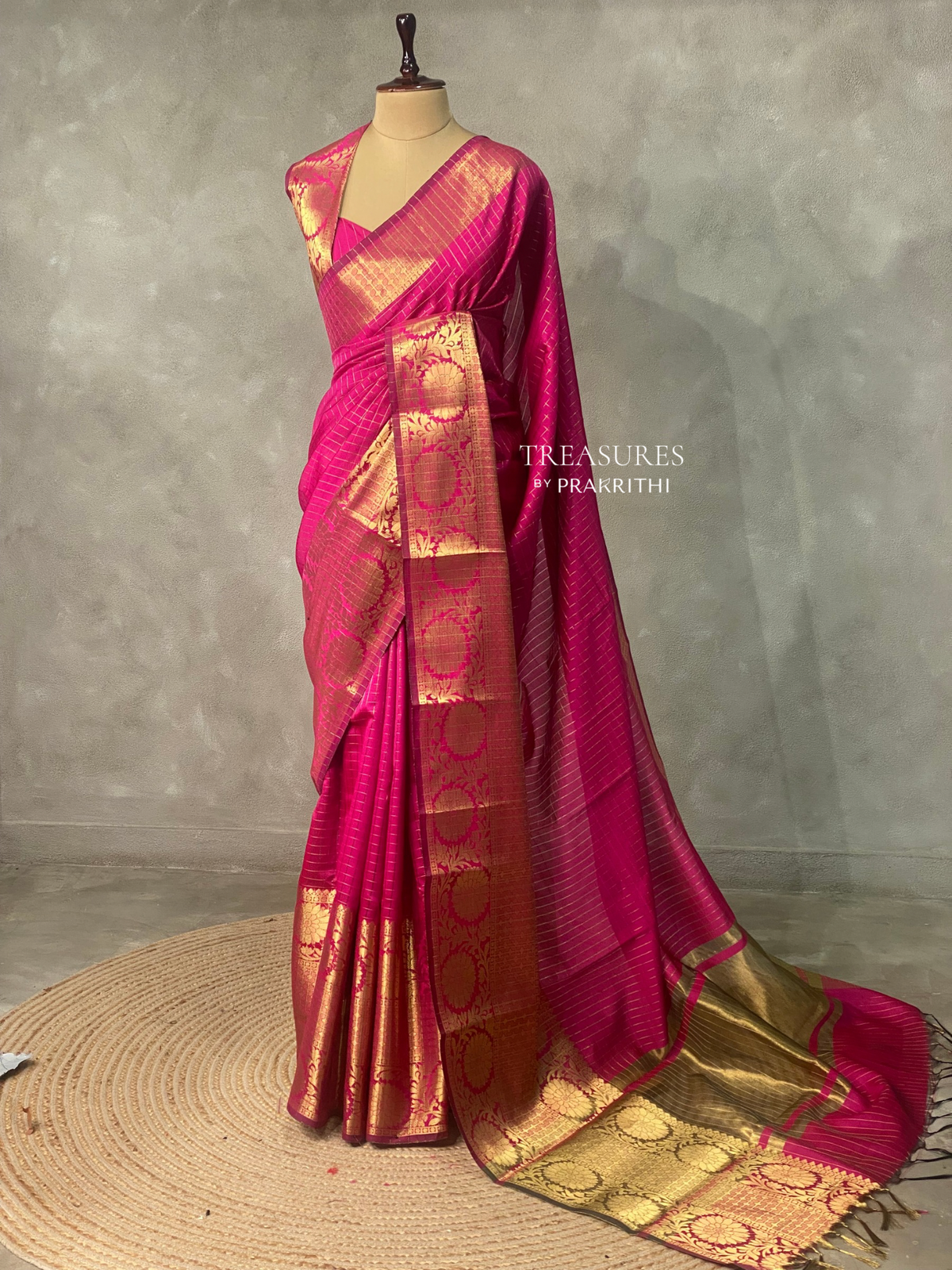 Rani Pink Semi Banarasi saree - LZ9G