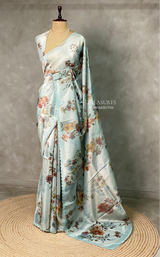 Pastal Blue Pure Soft Tissue silksaree - KRUPA3