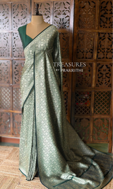 Dark Green Katan Banarasi silk saree - RAZ4B