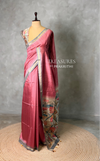 onion Pink semi tusser saree- PBR28D5
