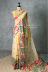 Sandal jamdani cotton silk saree- PBR47B