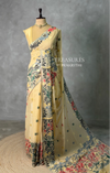 Sandal jamdani cotton silk saree- PBR47C