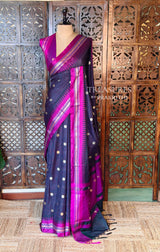 Black and magenta Semi banarasi silksaree -PFAZ9