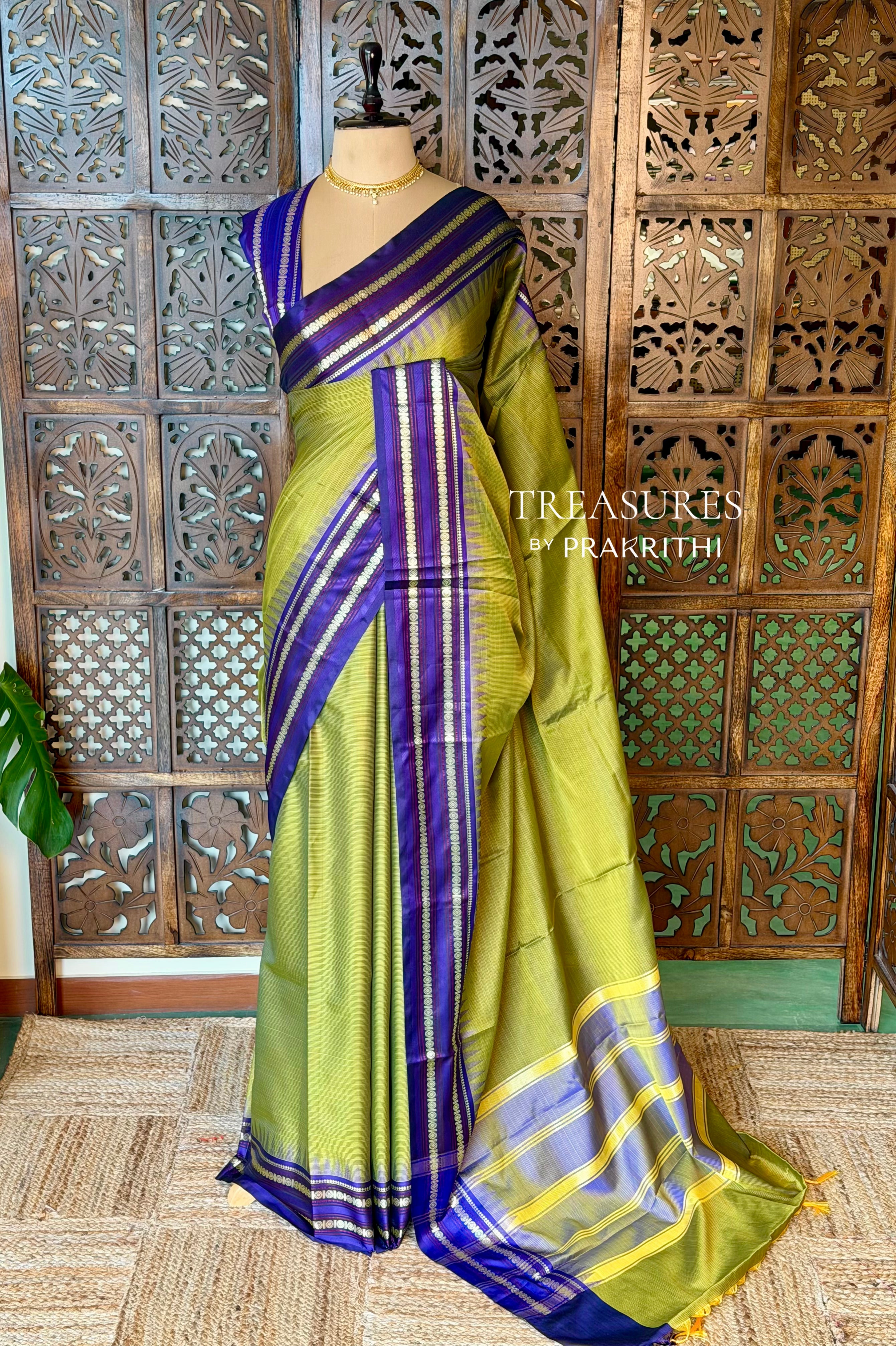 Green and blue Semi banarasi silk  saree -PFAZ11