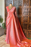 Orange Katan Banarasi silk saree - RAZ3T