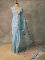 Pastal Blue jute tissuesaree -VR2D