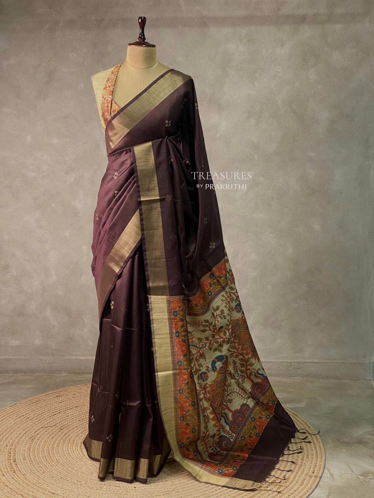 Brown chanderi cotton silksaree -KRUPB