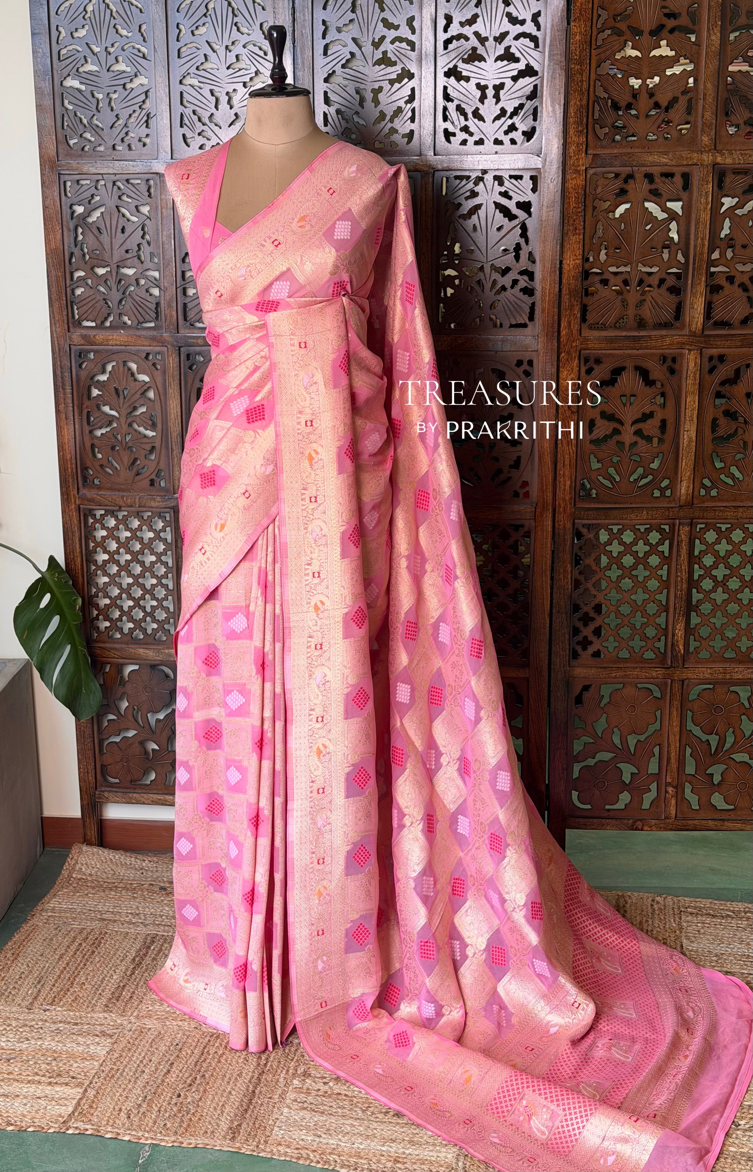 Pink Banarasi khaddi Georgette Saree - PBRH