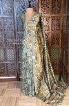 Fern Green tusser saree- PBR31T2A