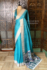 Blue Tusser saree- PBR31T4B