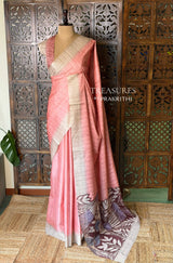 Peach Tusser saree- PBR31T4C