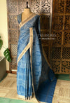 Blue Tusser silk saree- PBR31T3A