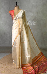 Off white Chanderi Silk cotton saree- PBR60JB