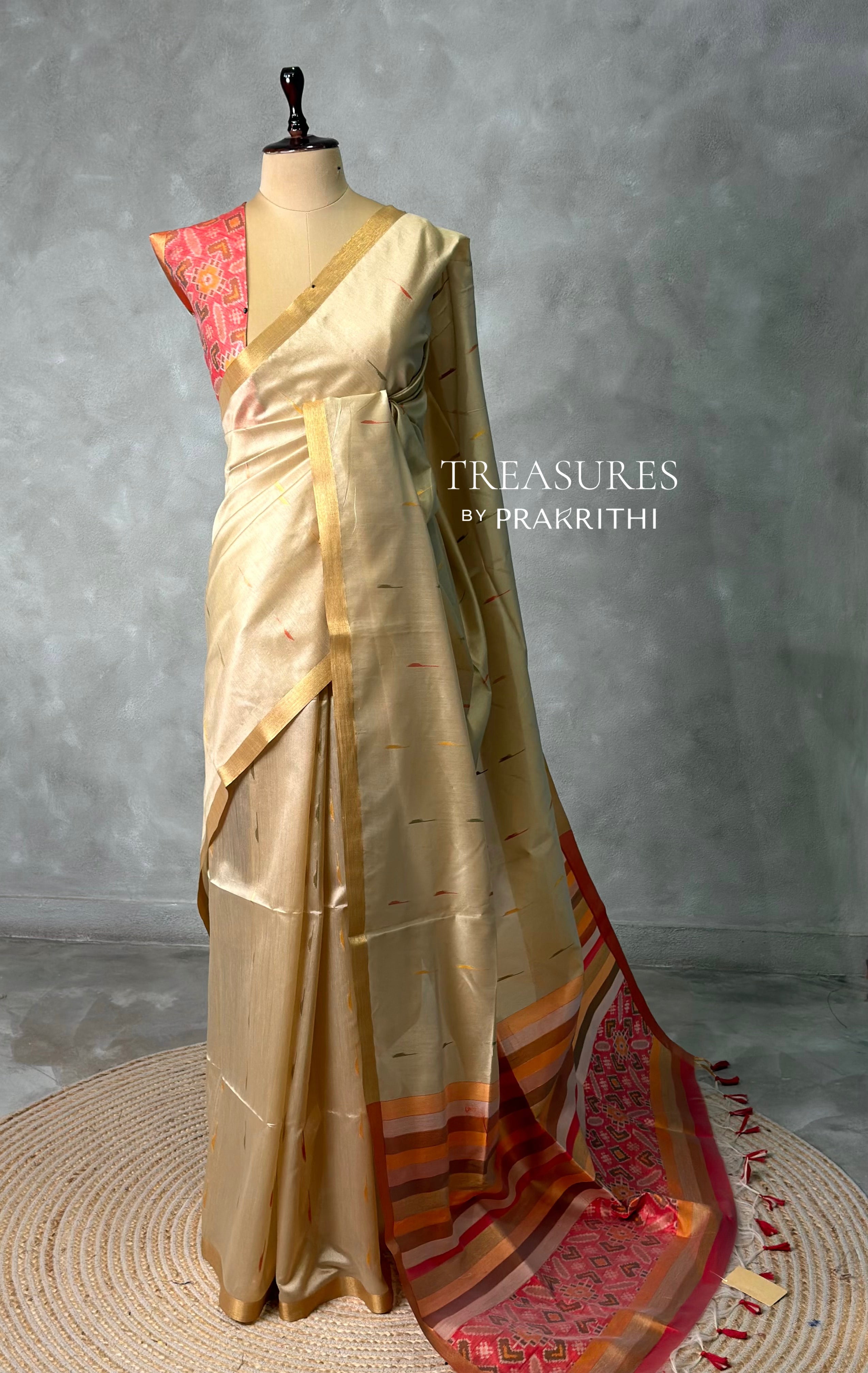 Sandal Chanderi Silk cotton saree- PBR60JE