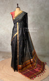 Black Chanderi Silk cotton saree- PBR60JF