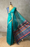 Peacock Blue Chanderi Silk cotton saree- PBR60JG