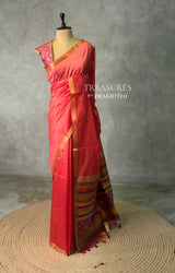 Peach Chanderi Silk cotton saree- PBR60JH