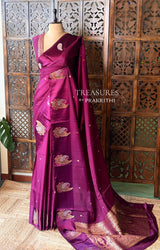 Purple Banarasi Crape silk saree - PBRHB2