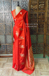 Orange Banarasi Crape silk saree - PBRHB1